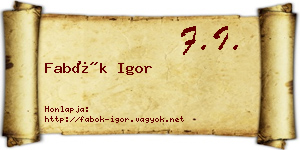 Fabók Igor névjegykártya
